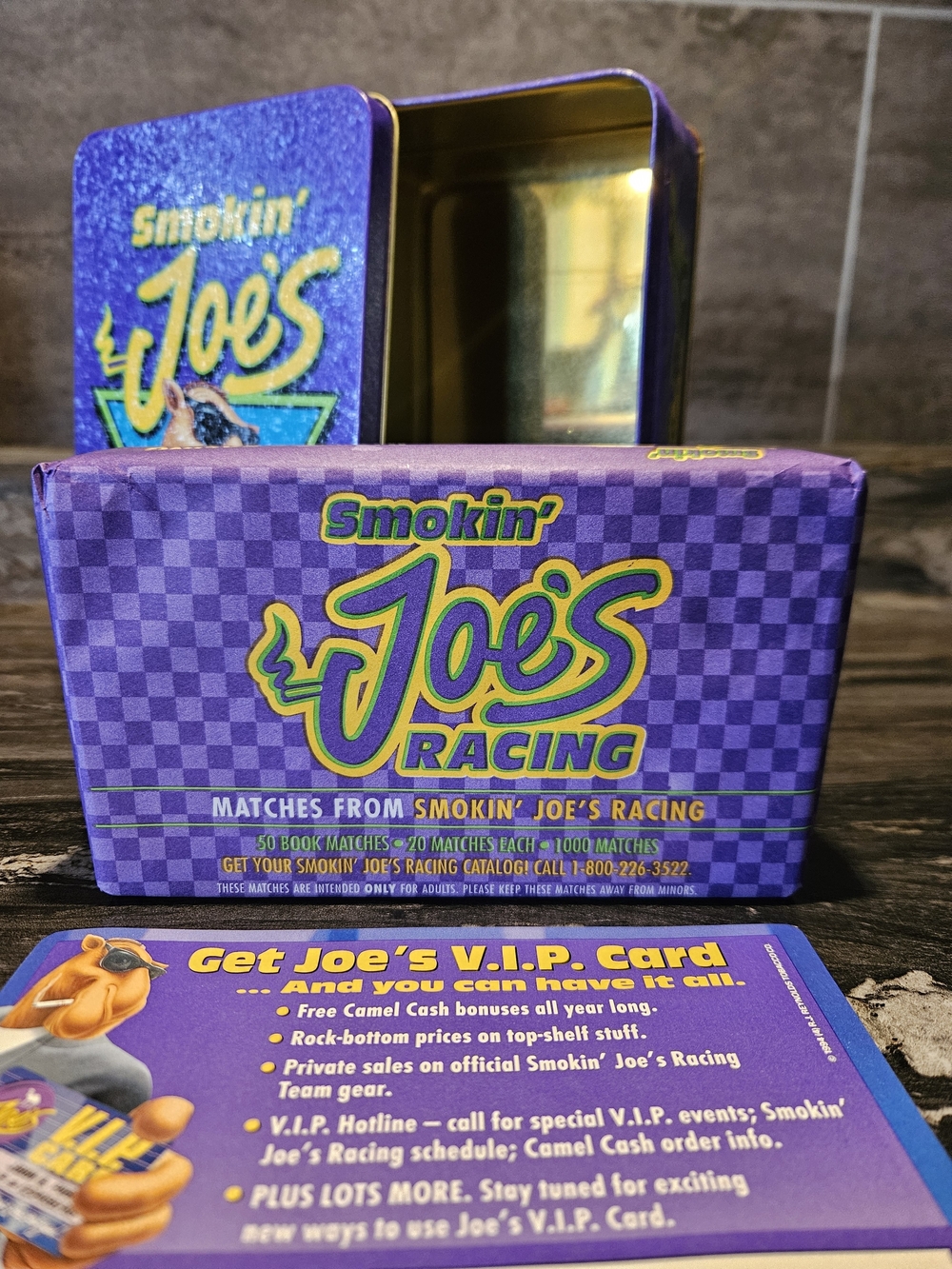 1994 Smokin' Joe's Racing Purple Matchbox Tin